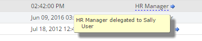 Screenshot of delegated action item from list view.